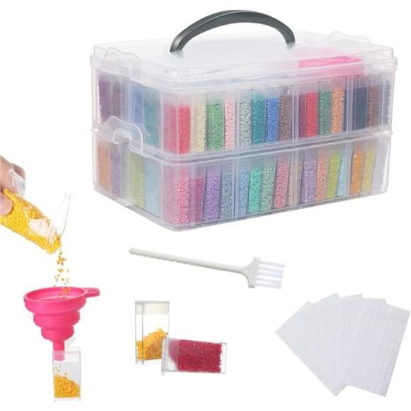2-Tier Diamond Painting Storage Containers Portable Bead Organizer and Storage - Picture 1 of 7